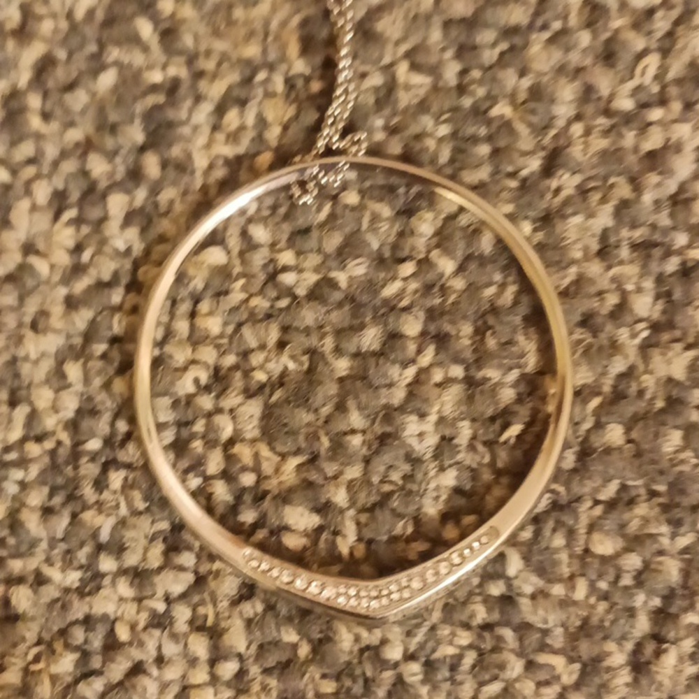 Michael Kors silver tone circle pave chain necklace